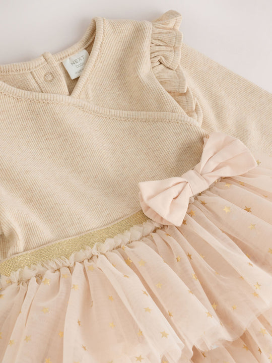 Ecru Star Baby Long Sleeve Tutu Dress (0mths-2yrs)