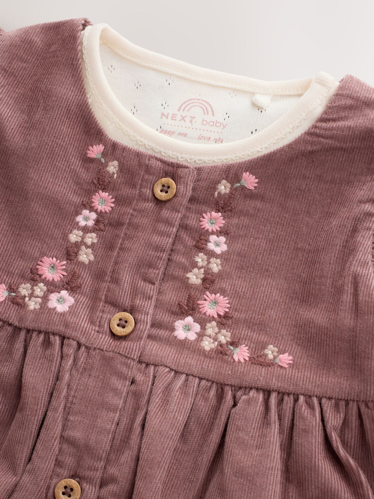 Chocolate Brown Floral Baby Pinafore Bodysuit And Tights 3 Piece Set (0mths-2yrs)