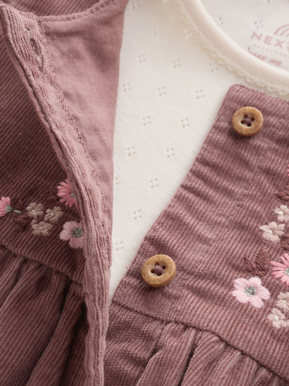 Chocolate Brown Floral Baby Pinafore Bodysuit And Tights 3 Piece Set (0mths-2yrs)