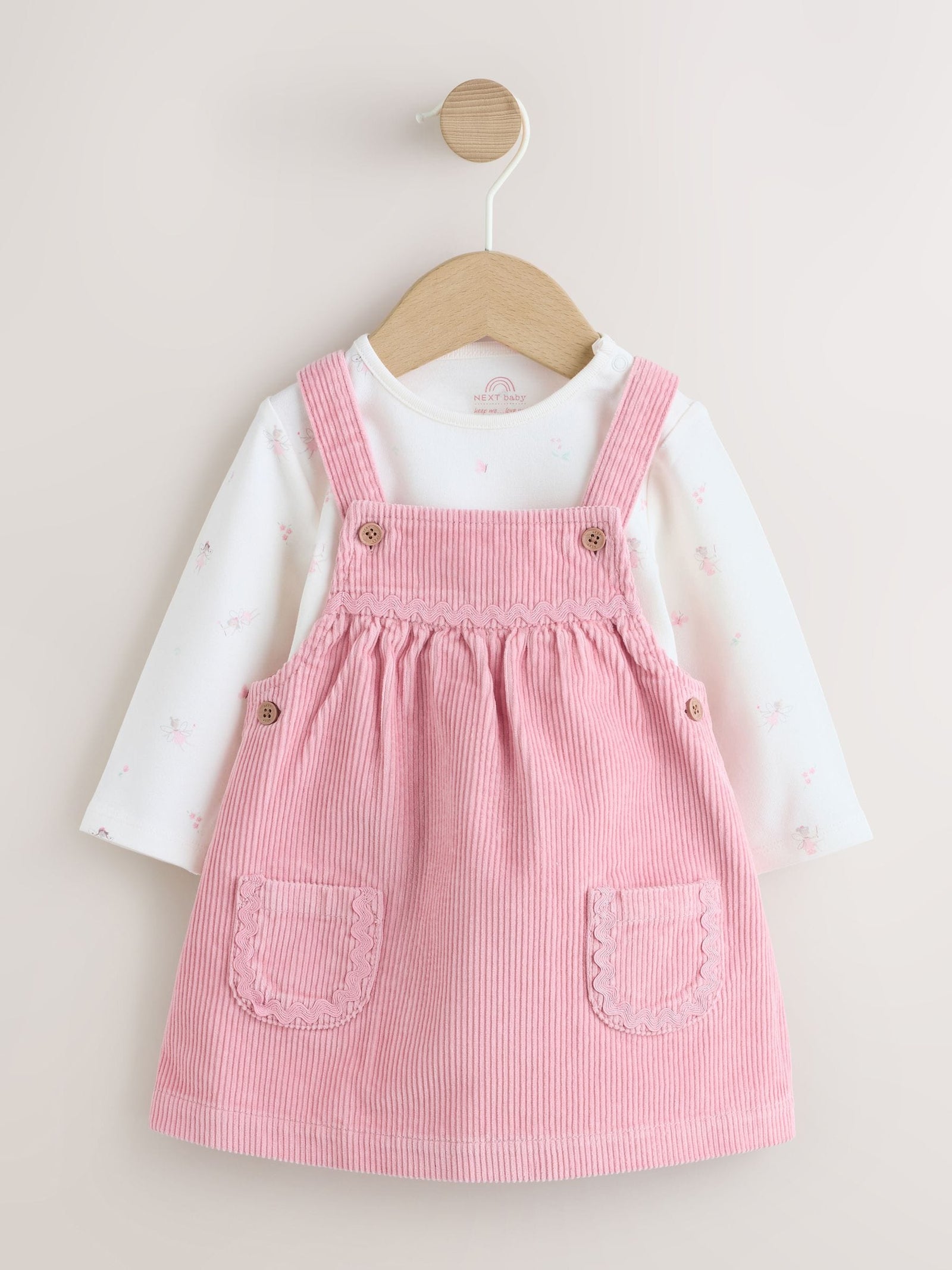 Pink Cord Baby Bodysuit And Pinafore Set 2 Piece (0mths-2yrs)