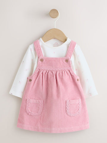 Pink Cord Baby Bodysuit And Pinafore Set 2 Piece (0mths-2yrs)