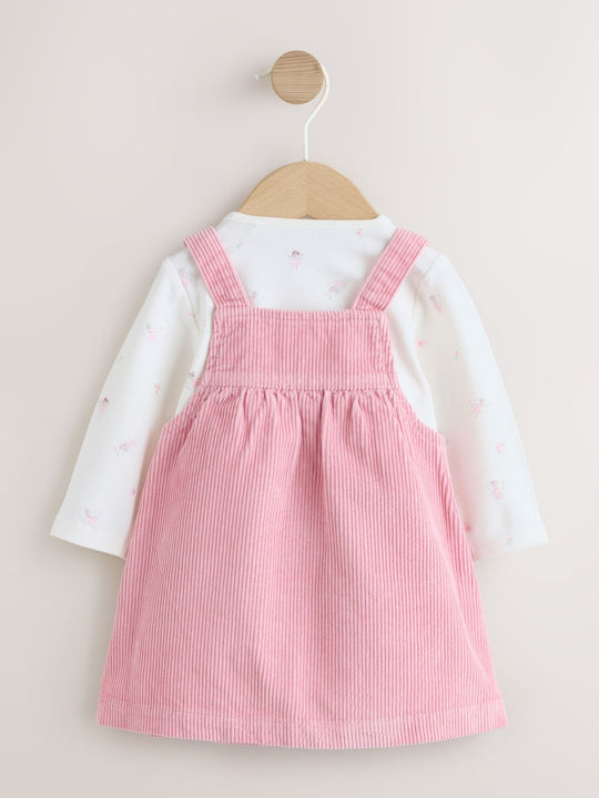 Pink Cord Baby Bodysuit And Pinafore Set 2 Piece (0mths-2yrs)