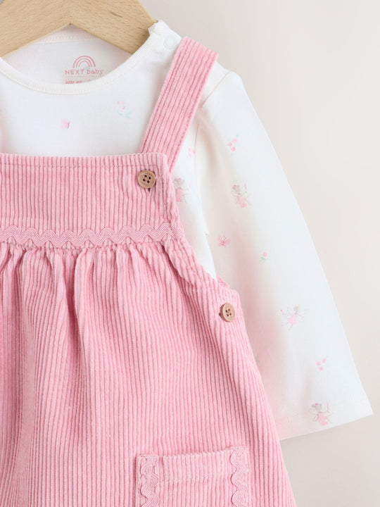 Pink Cord Baby Bodysuit And Pinafore Set 2 Piece (0mths-2yrs)