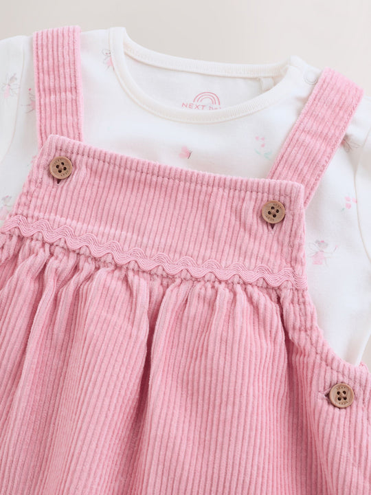 Pink Cord Baby Bodysuit And Pinafore Set 2 Piece (0mths-2yrs)