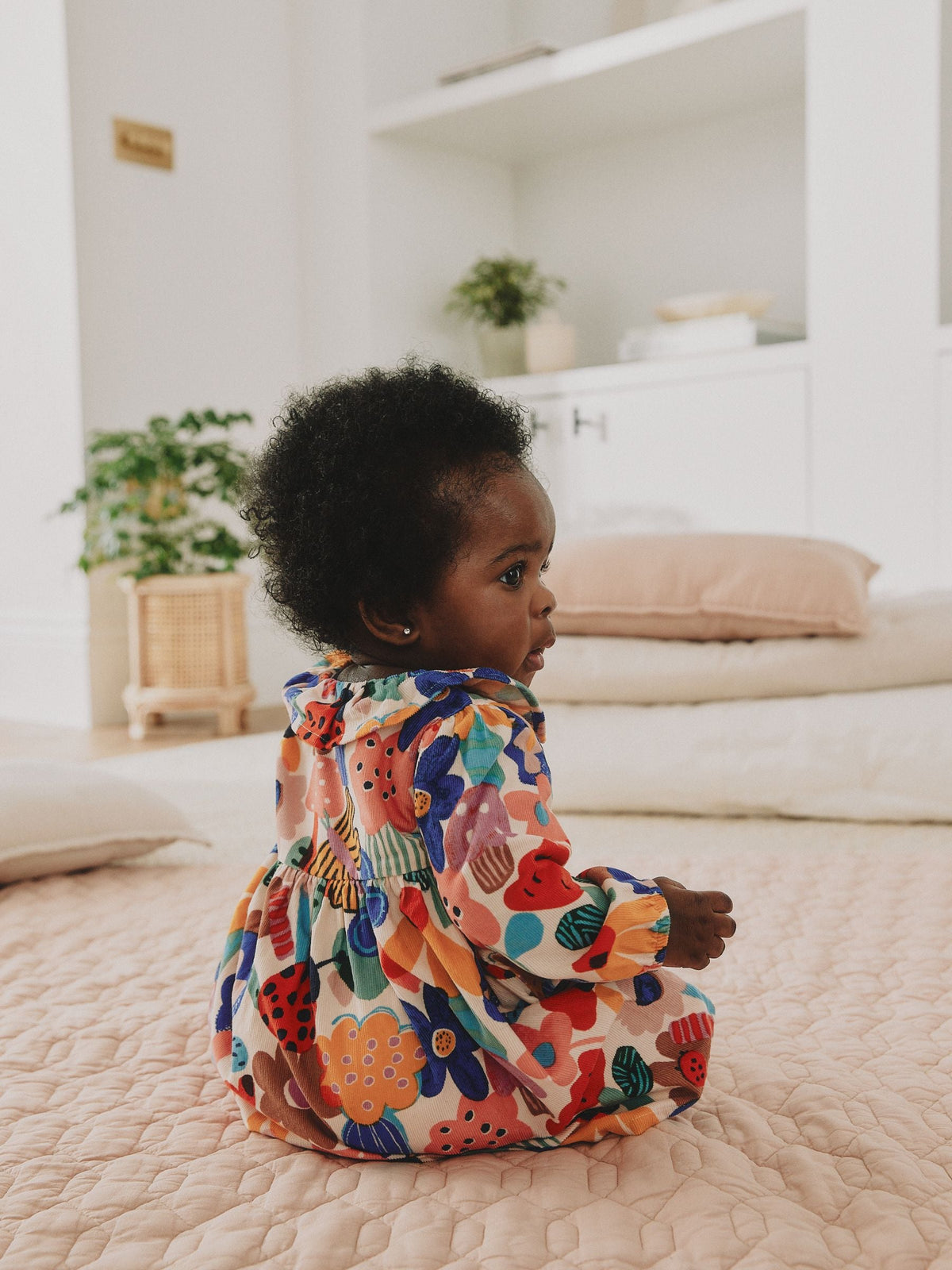 Multi Bright Print Cord Baby Dress And Tights 2 Piece Set (0mths-2yrs)