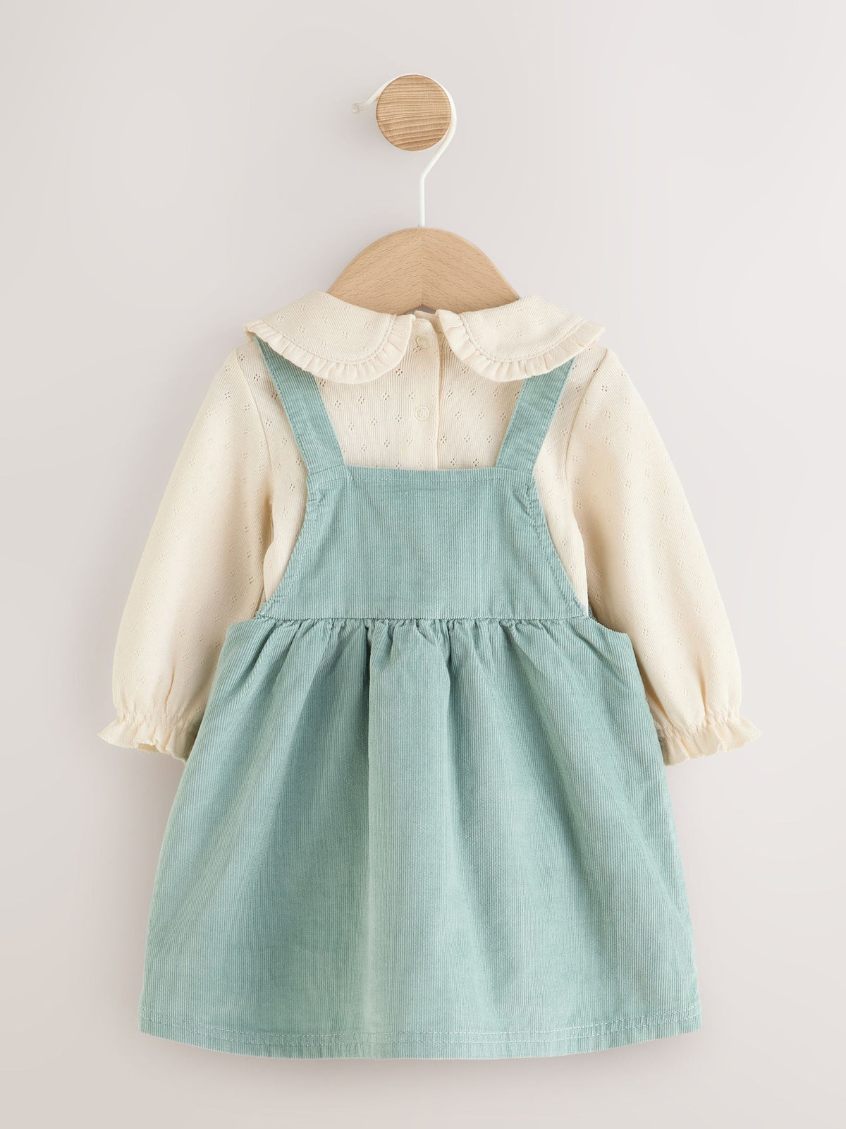 Teal Blue Baby Pinafore Bodysuit And Tights 3 Piece Set (0mths-2yrs)