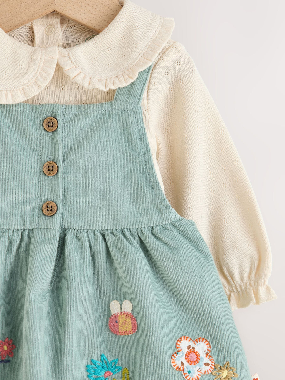 Teal Blue Baby Pinafore Bodysuit And Tights 3 Piece Set (0mths-2yrs)