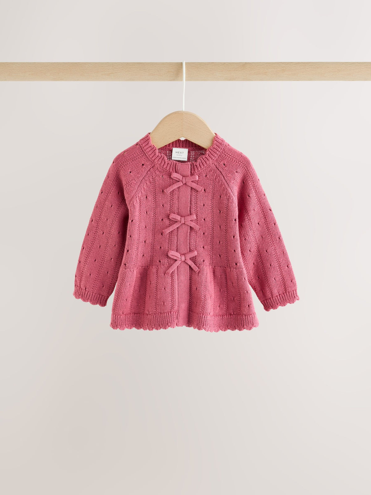 Pink Frill Knitted Bow Baby Cardigan & Leggings Set 2 Piece (0mths-2yrs)