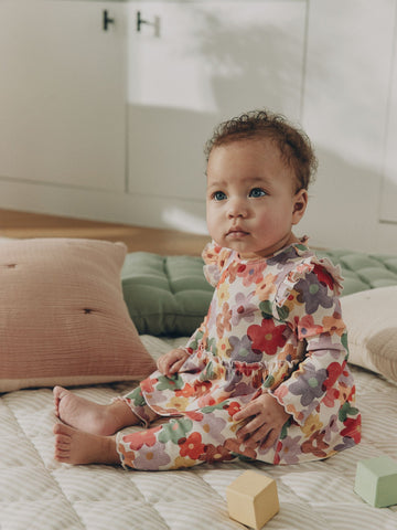 White Floral Peplum Top and Leggings Baby Set (0mths-2yrs)
