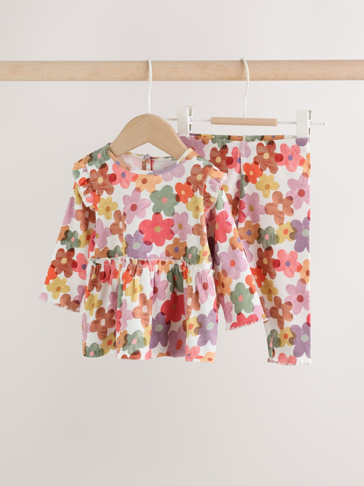 White Floral Peplum Top and Leggings Baby Set (0mths-2yrs)
