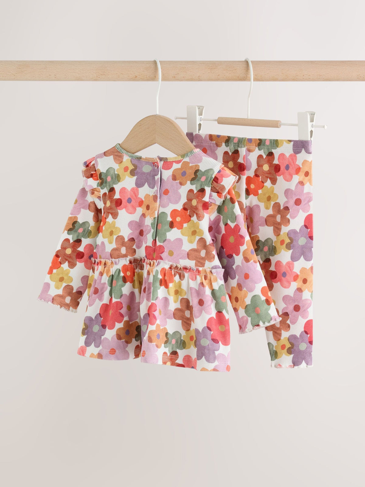 White Floral Peplum Top and Leggings Baby Set (0mths-2yrs)