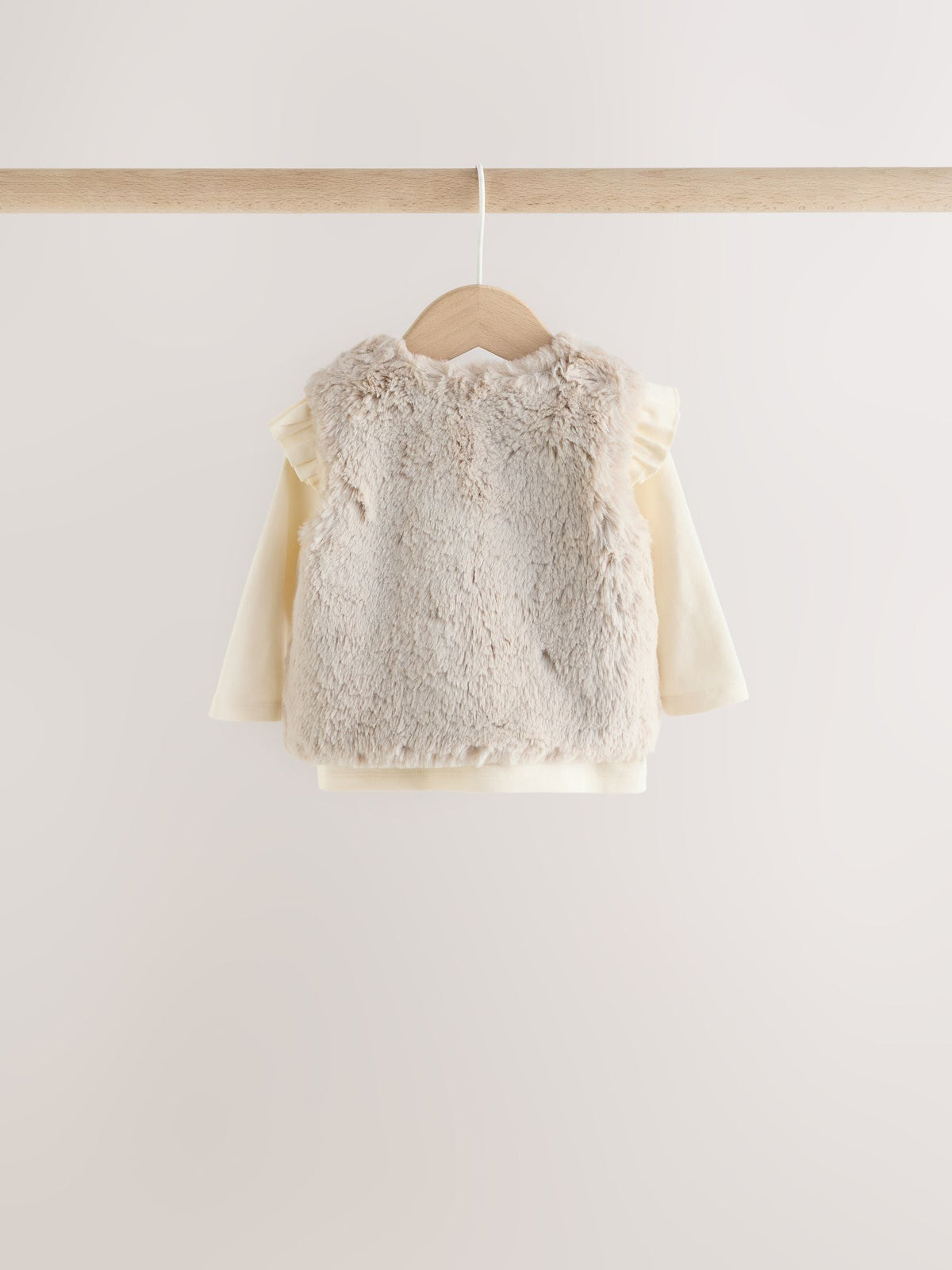 Pink/Cream Fur Baby Gilet Top and Leggings 3 Piece Set (0mths-2yrs)