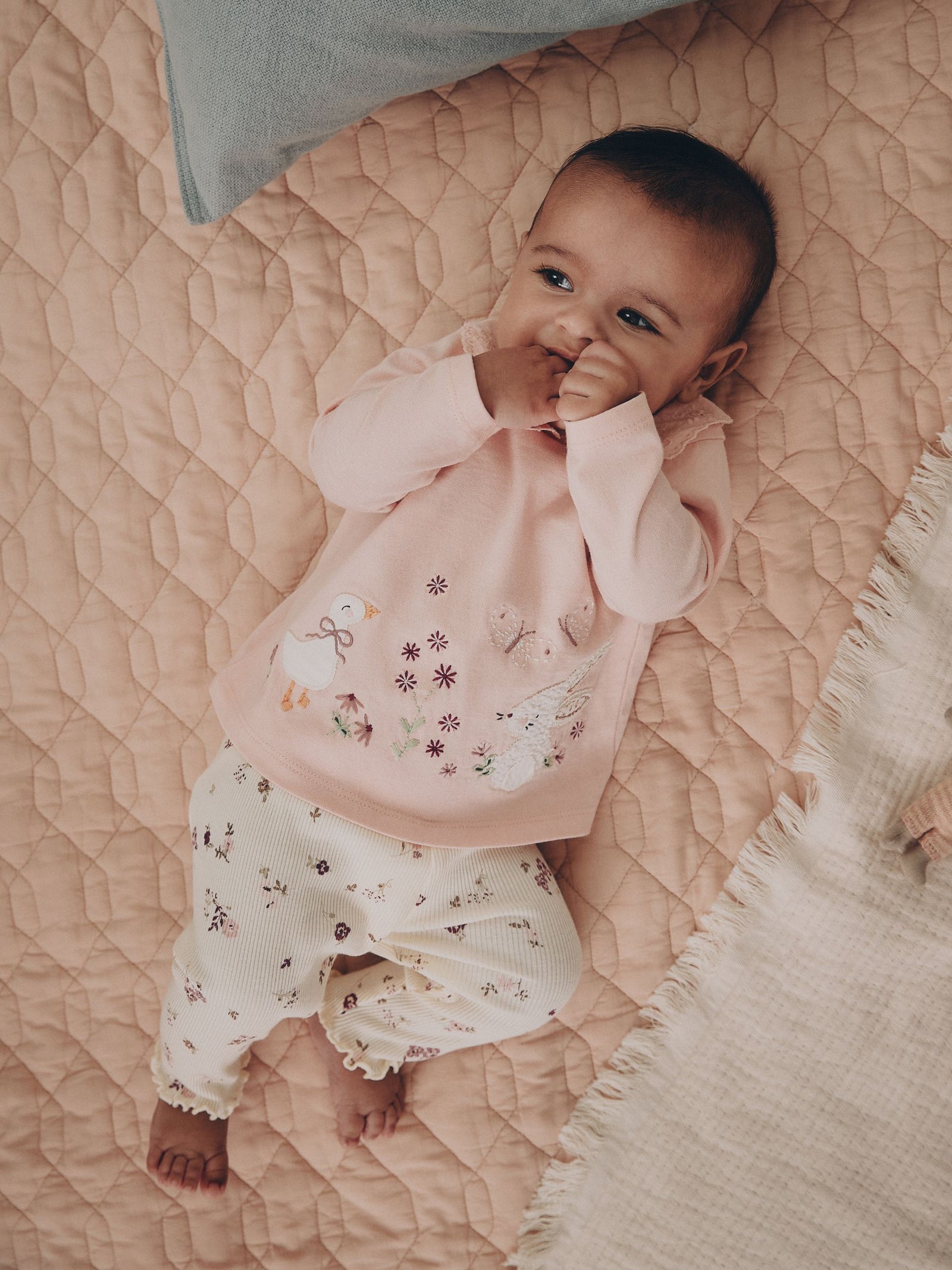 Pink Bunny Long Sleeve Top and Leggings Baby 2 Piece Set (0mths-2yrs)