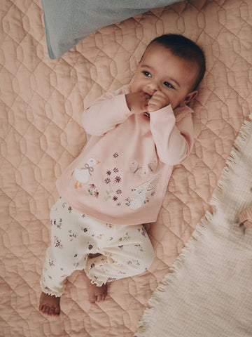Pink Bunny Long Sleeve Top and Leggings Baby 2 Piece Set (0mths-2yrs)