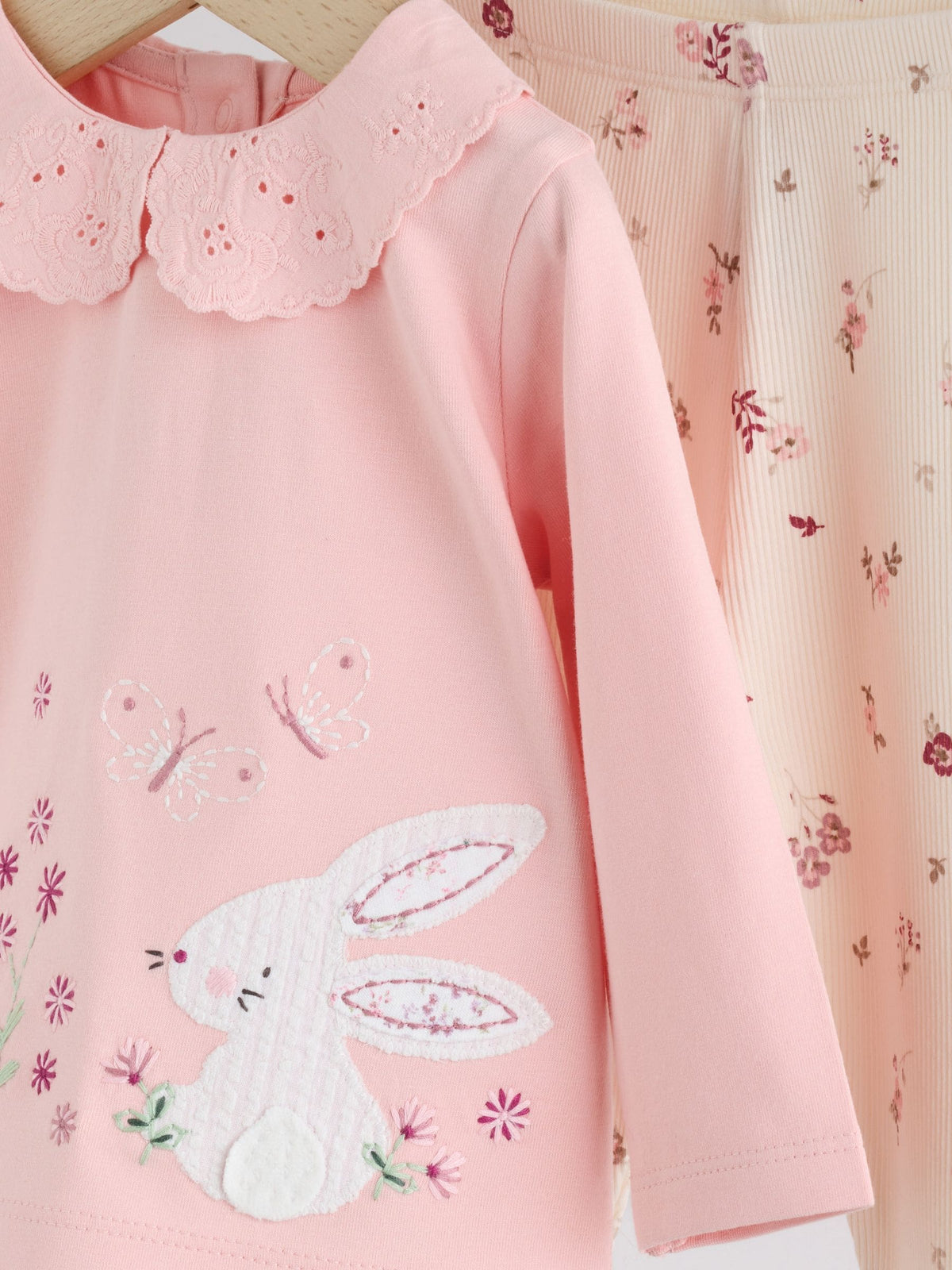 Pink Bunny Long Sleeve Top and Leggings Baby 2 Piece Set (0mths-2yrs)