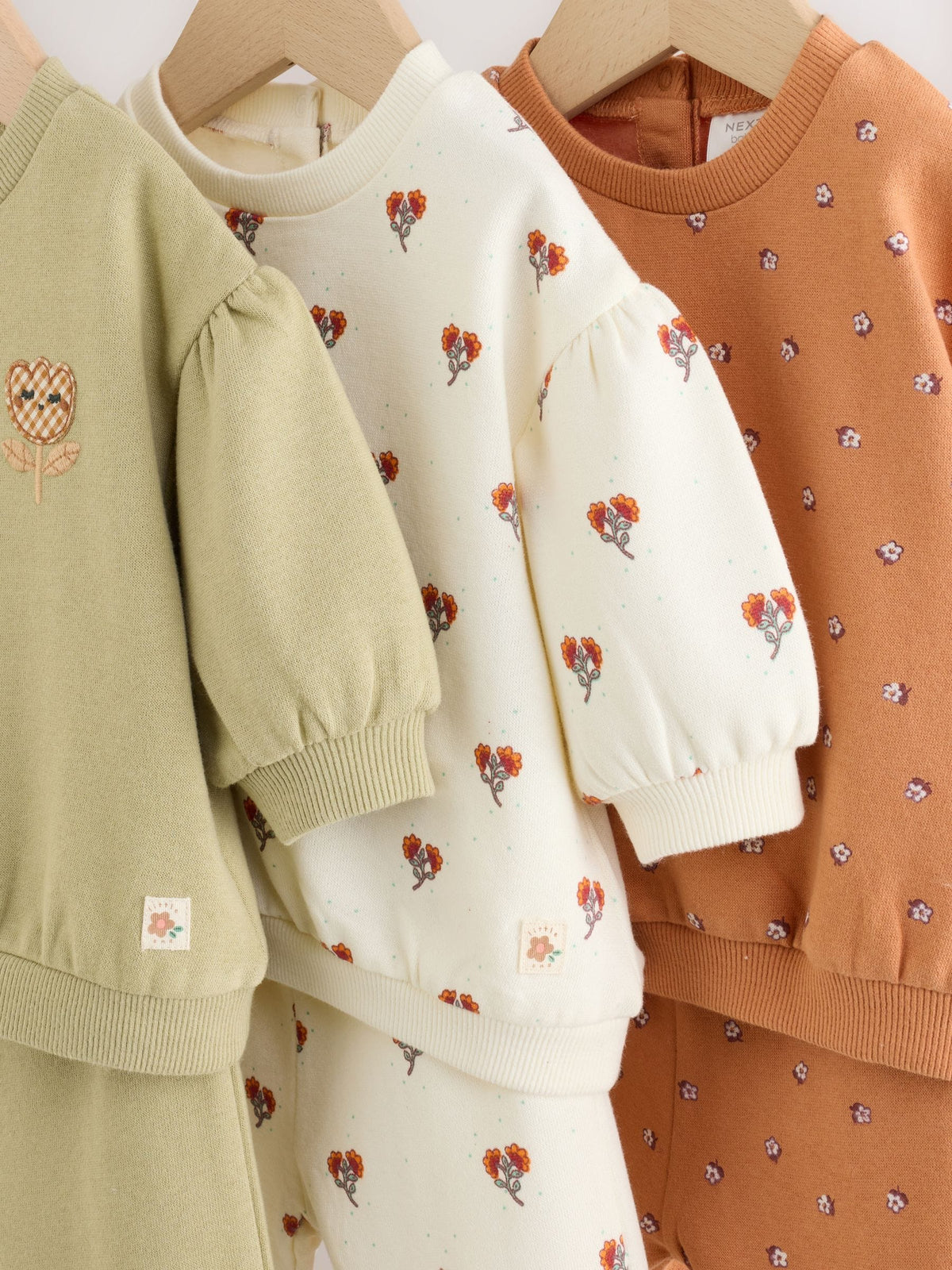 Green Floral Baby Sweat Top And Joggers 6 Pack (0mths-2yrs)