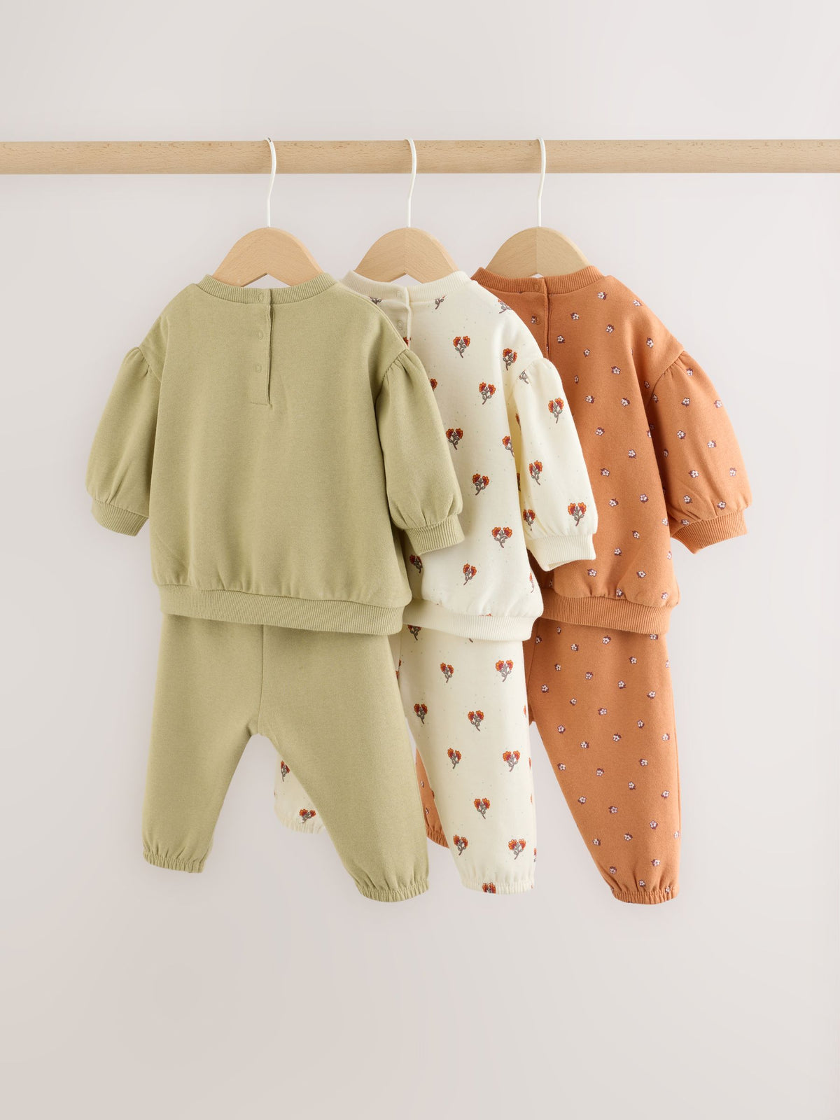 Green Floral Baby Sweat Top And Joggers 6 Pack (0mths-2yrs)