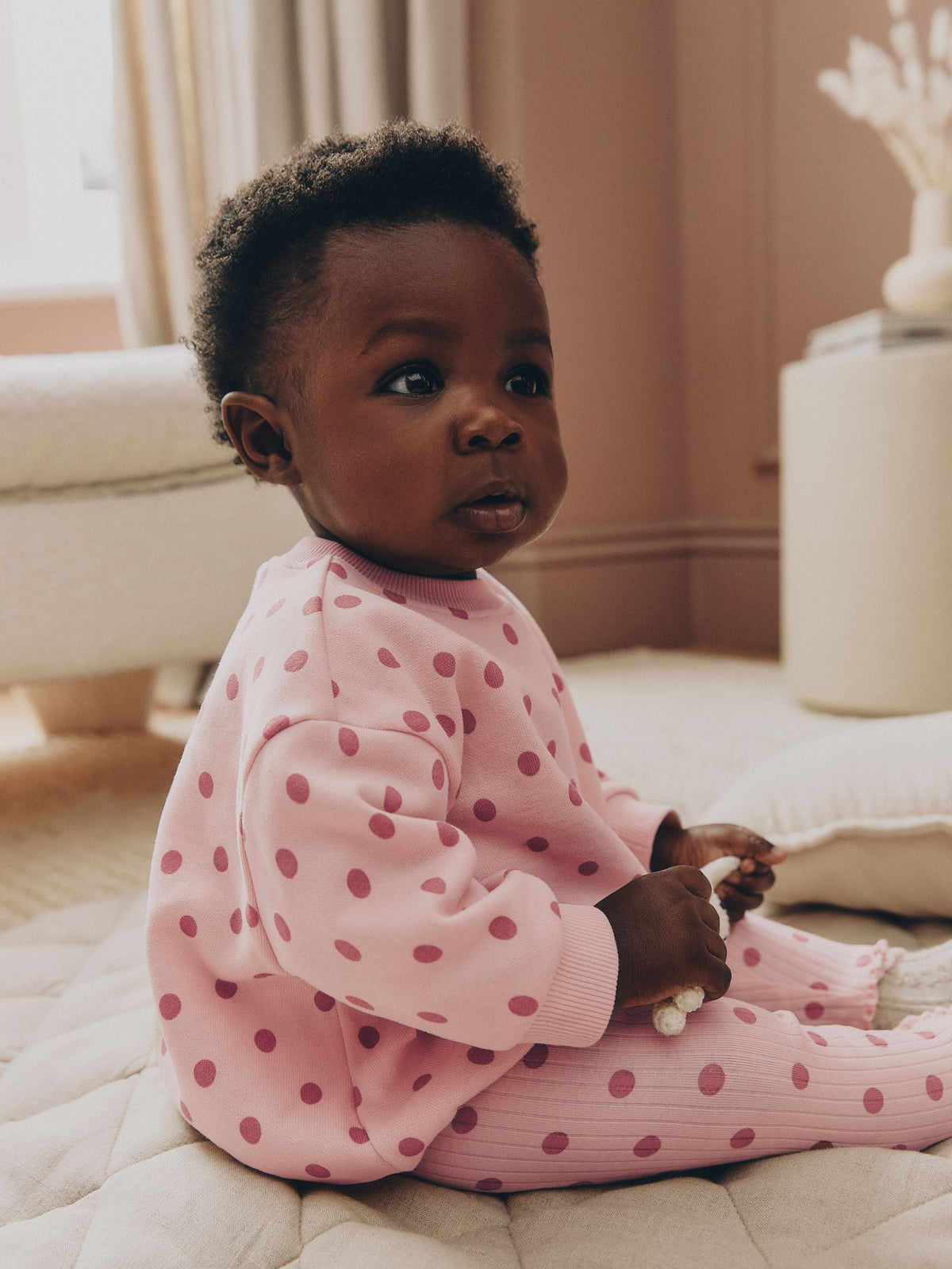 Chocolate Brown and Pink Spot Baby Sweater and Leggings Set 6 Piece (0mths-2yrs)