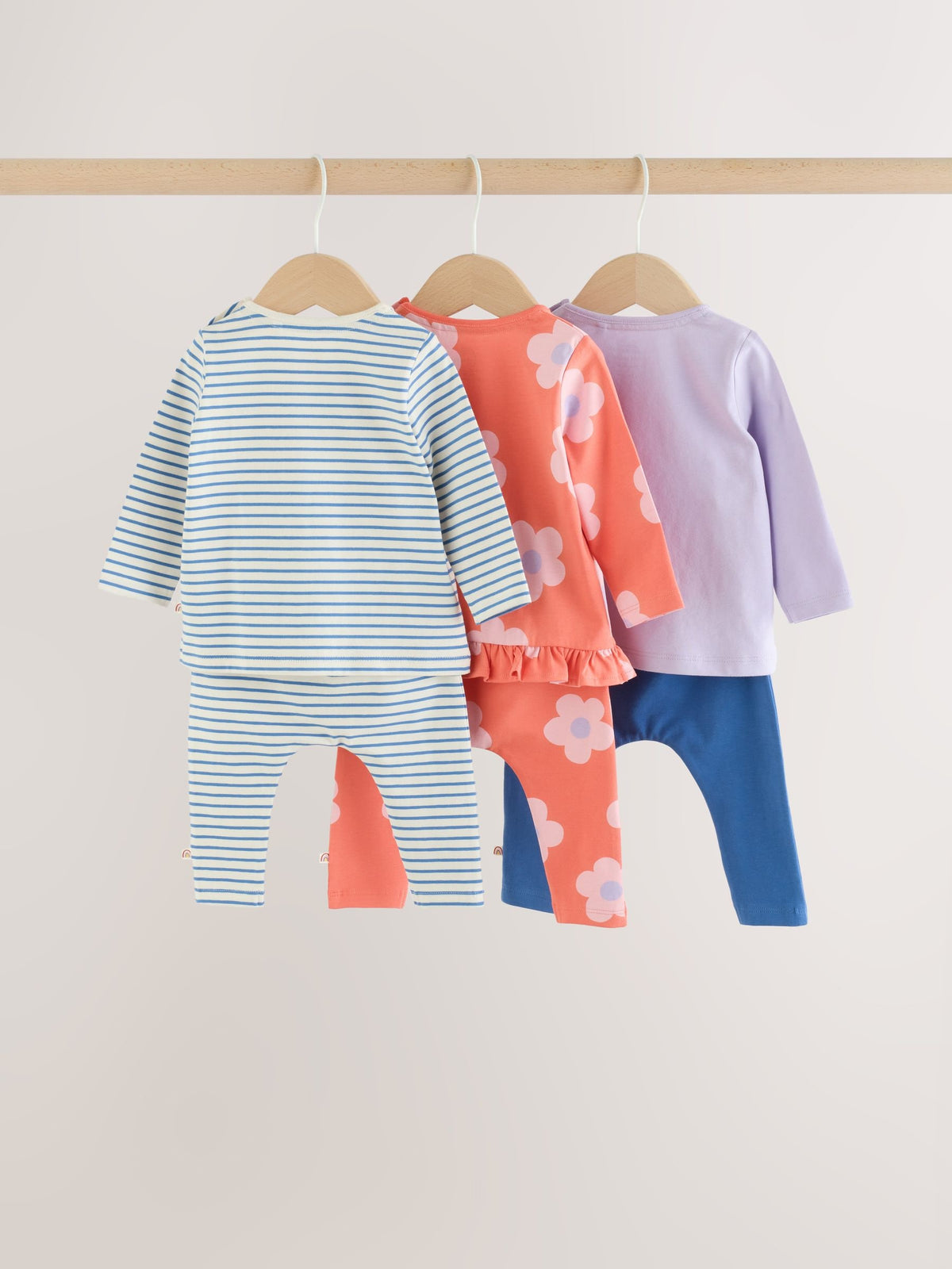Navy Stripe Long Sleeve T-Shirt And Leggings Baby 6 Piece Set (0mths-2yrs)