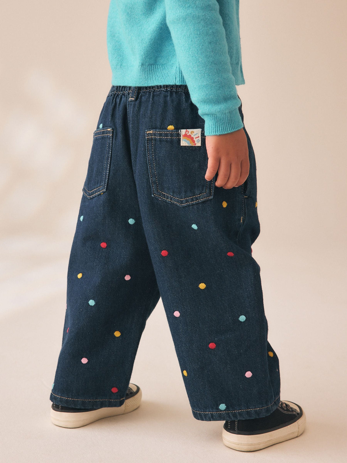 Embroidered Rainbow Spot Wide Leg Jeans (3mths-7yrs)