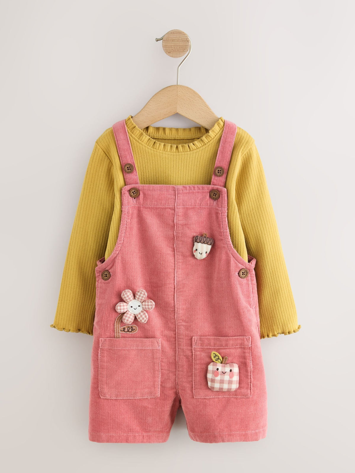 Pink Corduroy Dungaree & Tights Set (3mths-7yrs)