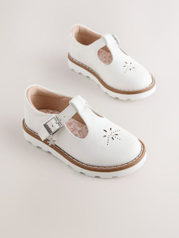 White Wide Fit (G) T-Bar Shoes