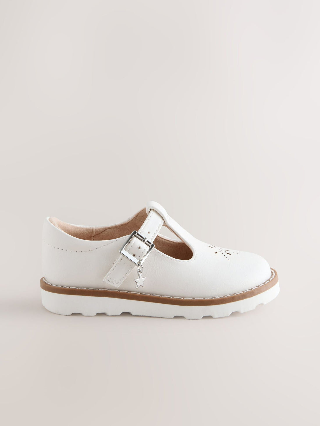 White Wide Fit (G) T-Bar Shoes
