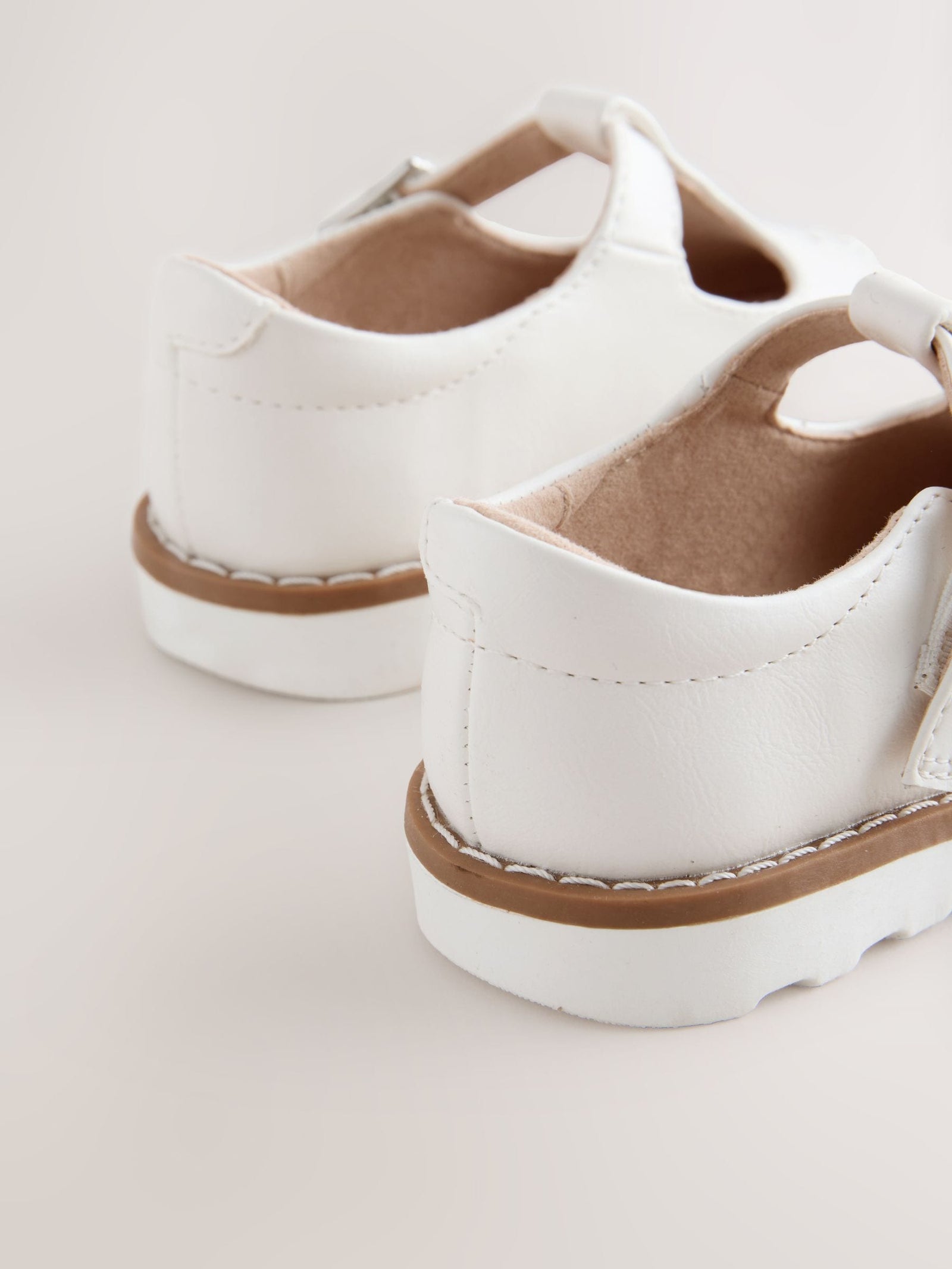 White Wide Fit (G) T-Bar Shoes
