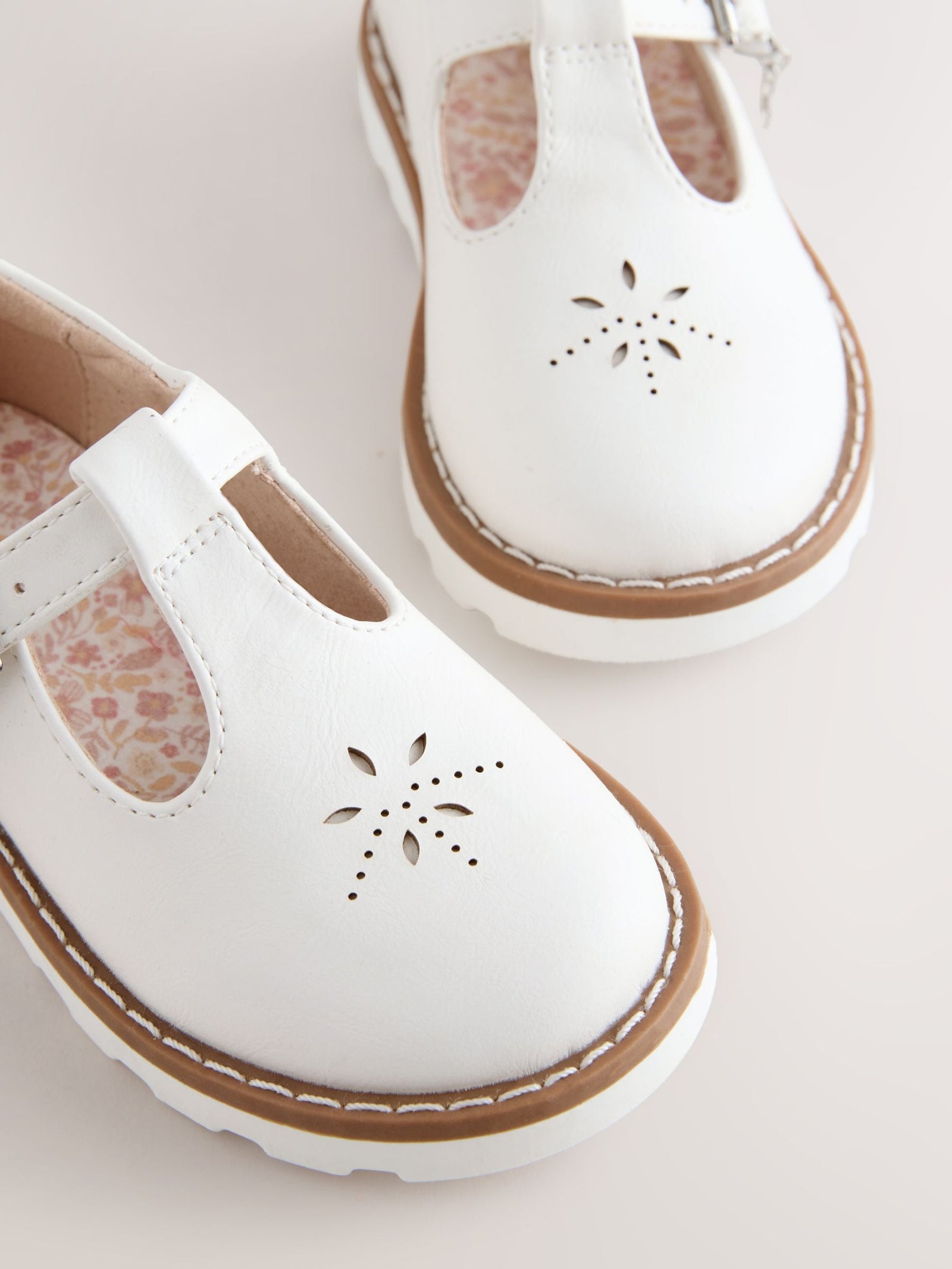 White Wide Fit (G) T-Bar Shoes