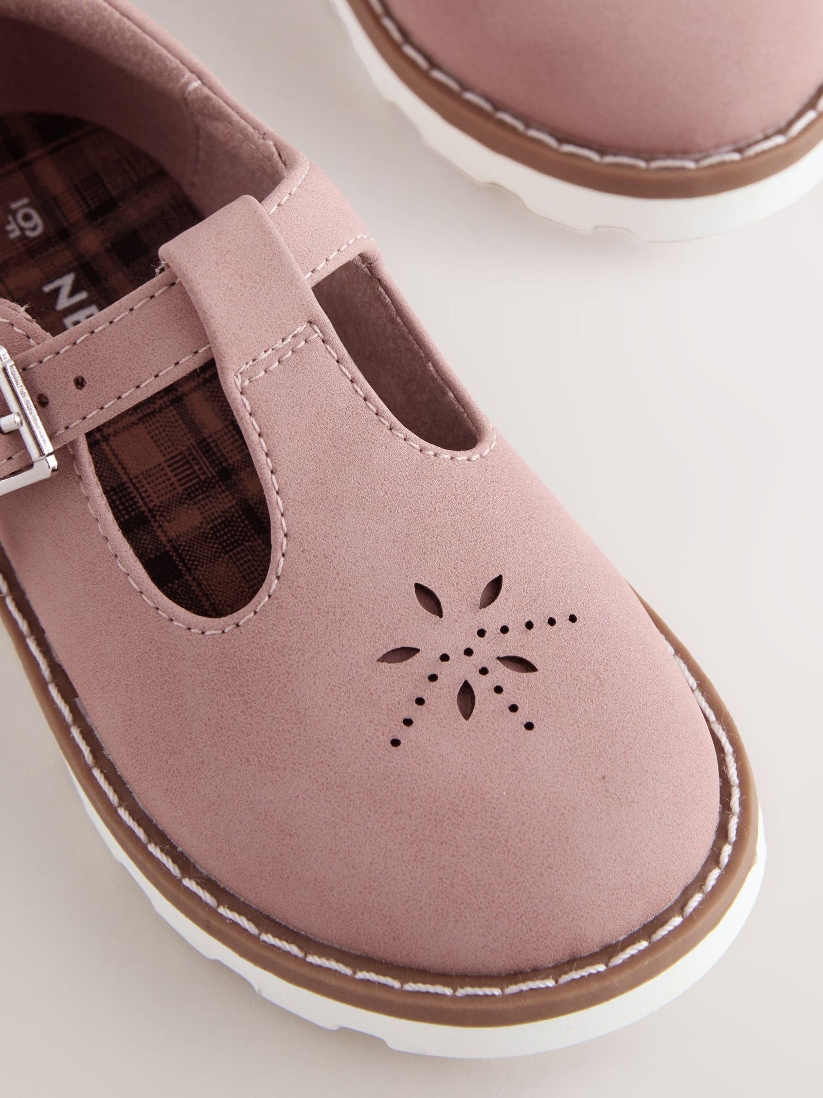 Pink Standard Fit (F) T-Bar Shoes