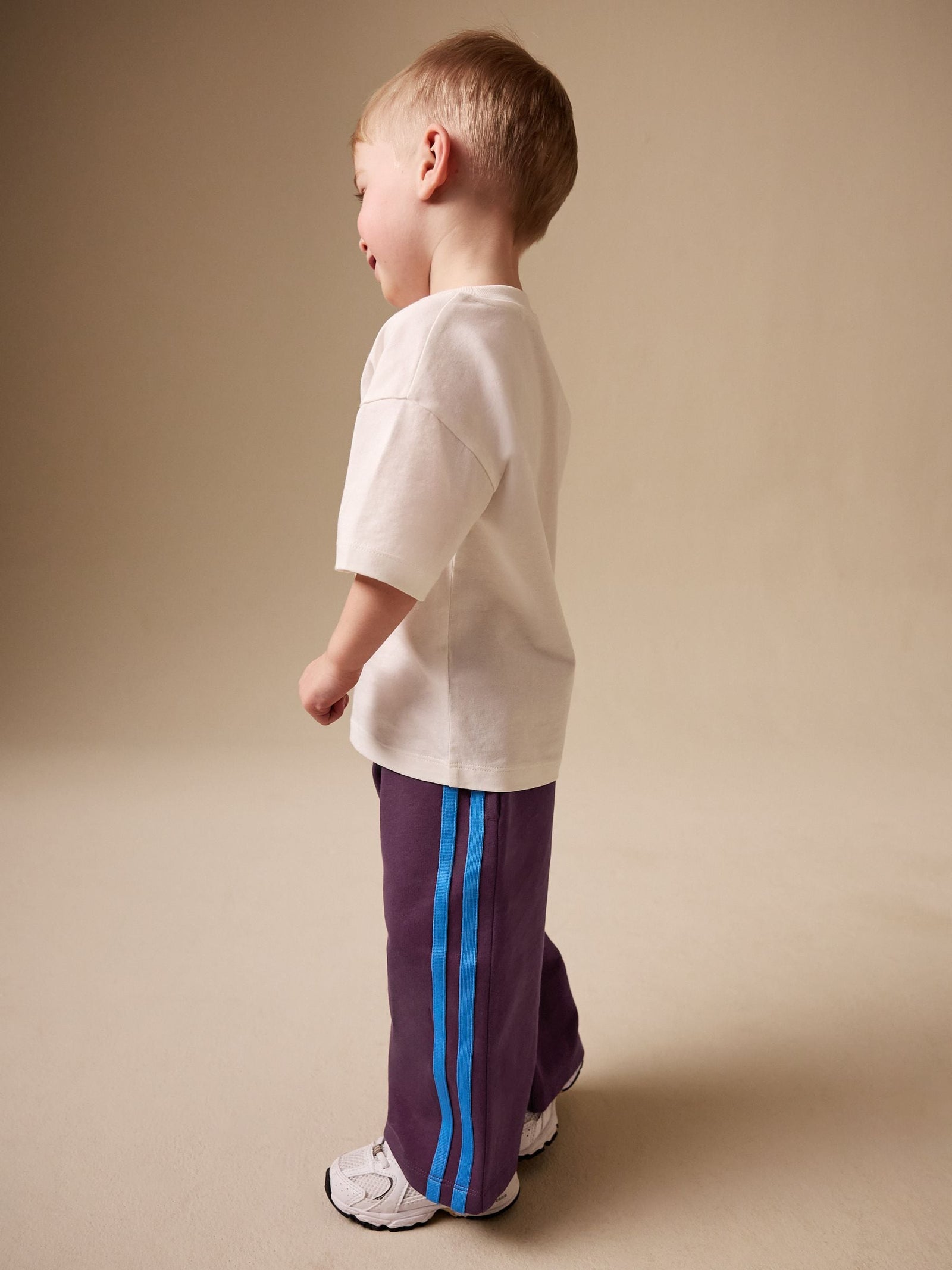 Burgundy Red Wide Leg Side Stripe Joggers (3mths-7yrs)