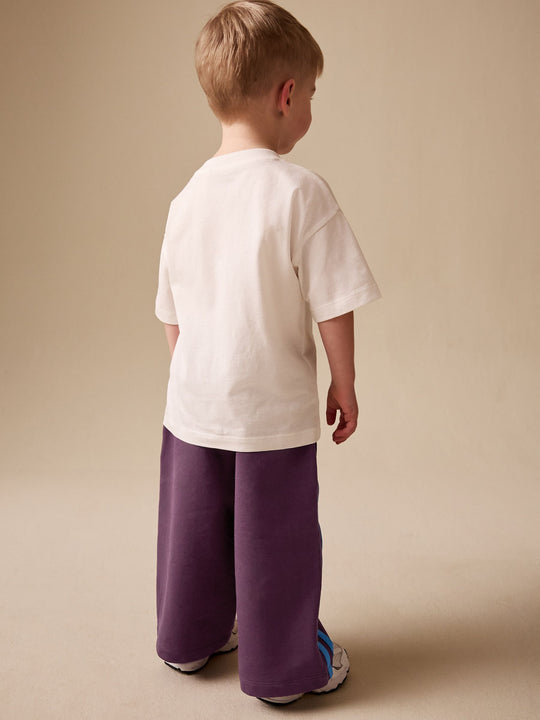 Burgundy Red Wide Leg Side Stripe Joggers (3mths-7yrs)