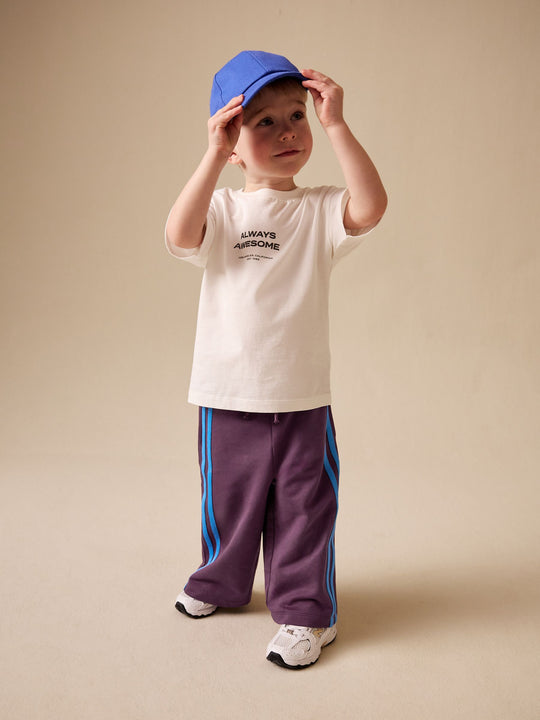 Burgundy Red Wide Leg Side Stripe Joggers (3mths-7yrs)