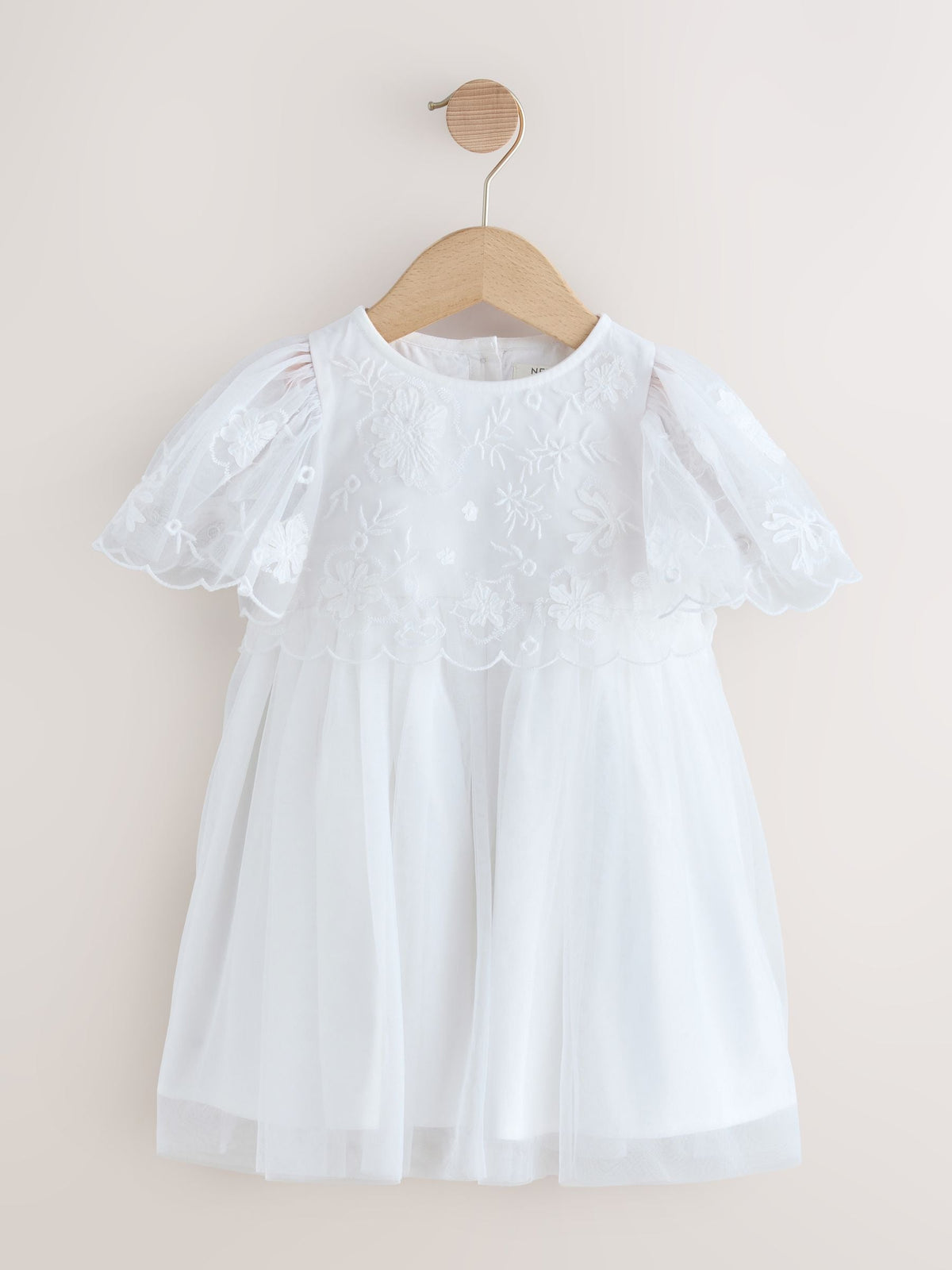 White Embroidered Mesh Occasion Dress (3mths-8yrs)