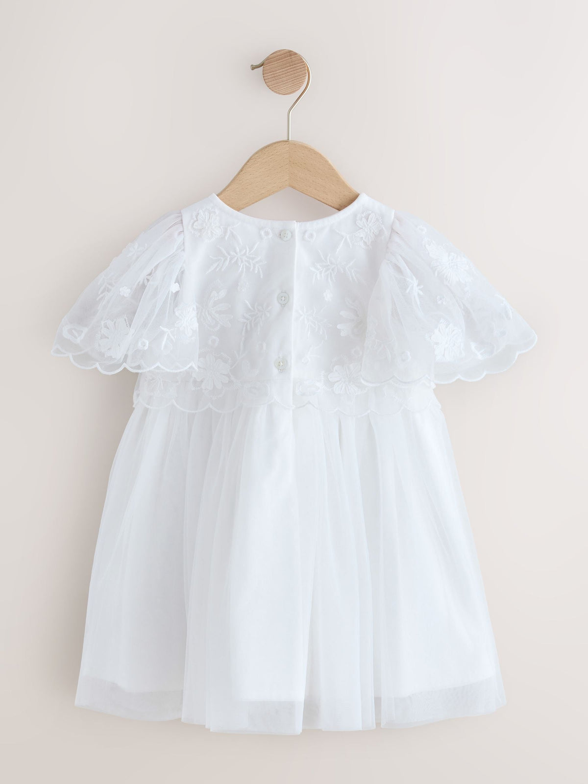 White Embroidered Mesh Occasion Dress (3mths-8yrs)