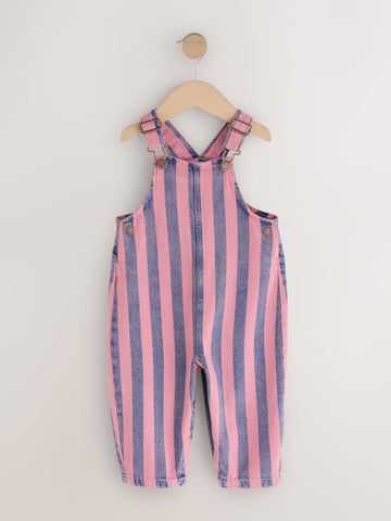 Pink / Navy Blue Denim Dungarees (3mths-7yrs)
