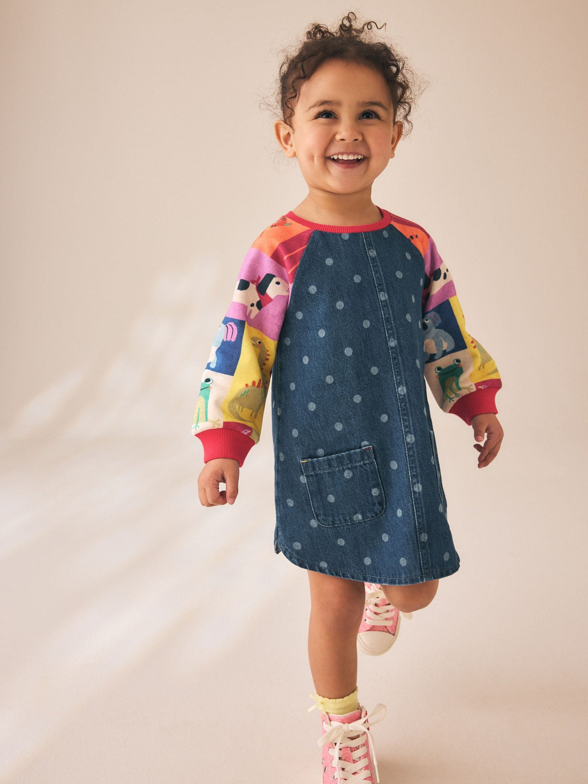 Animal Charcater Raglan Denim Dress (3mths-8yrs)