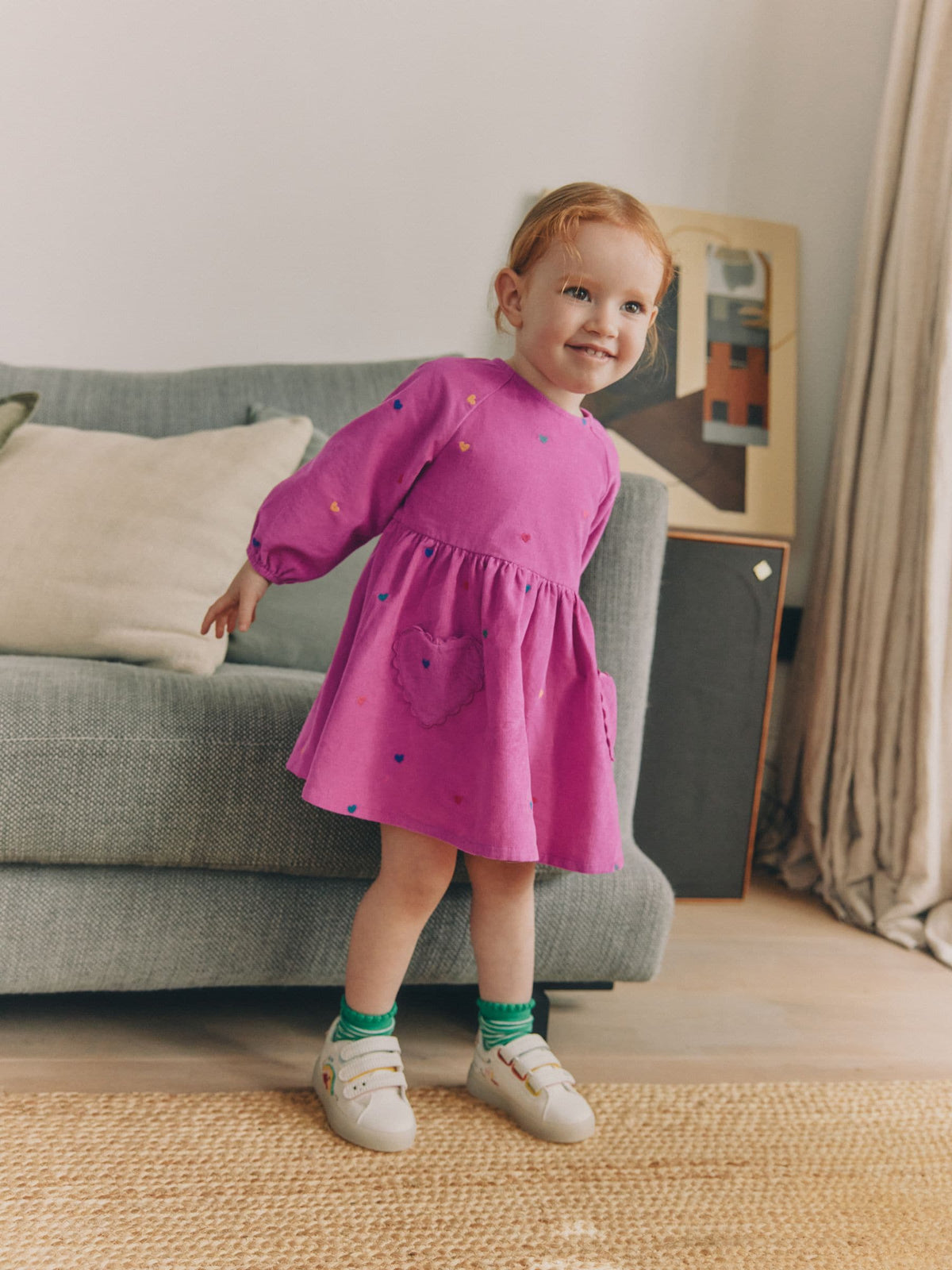 Magenta Pink Long Sleeve Cord Dress (3mths-8yrs)