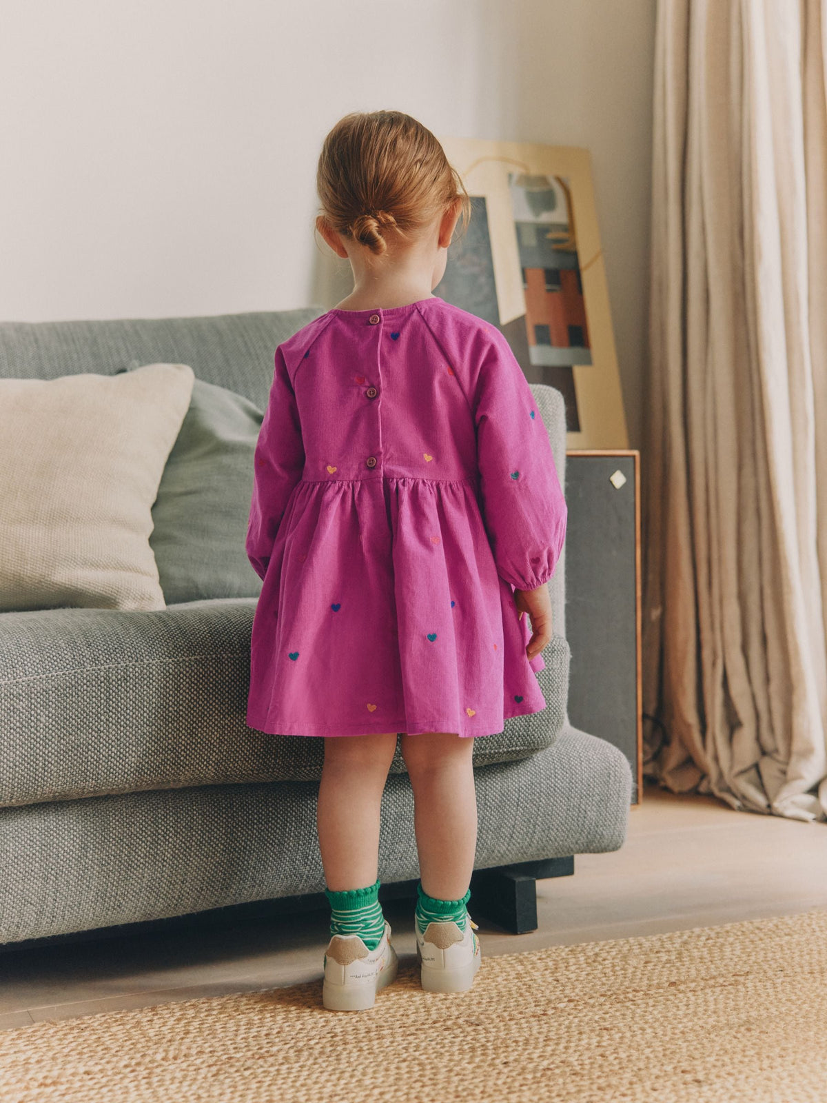 Magenta Pink Long Sleeve Cord Dress (3mths-8yrs)