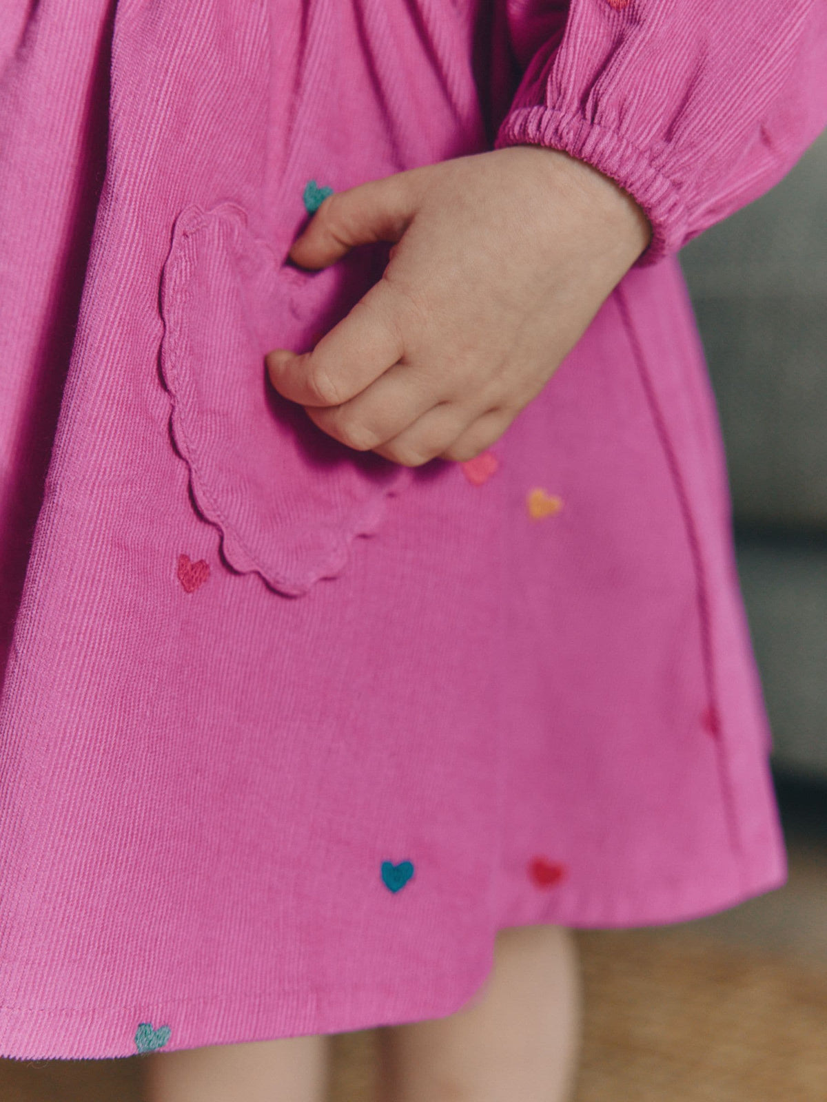 Magenta Pink Long Sleeve Cord Dress (3mths-8yrs)