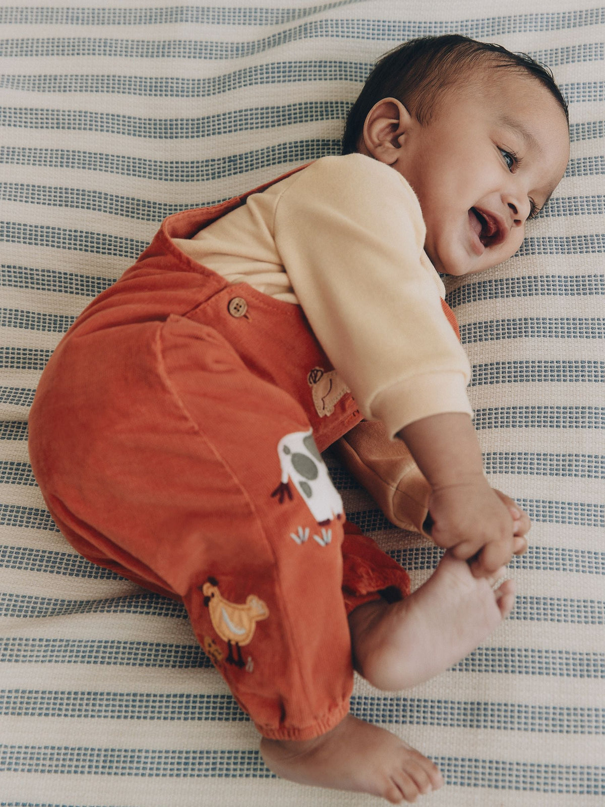 Rust Brown Farmyard Cord Dungarees and Bodysuit Baby Set (0mths-3yrs)