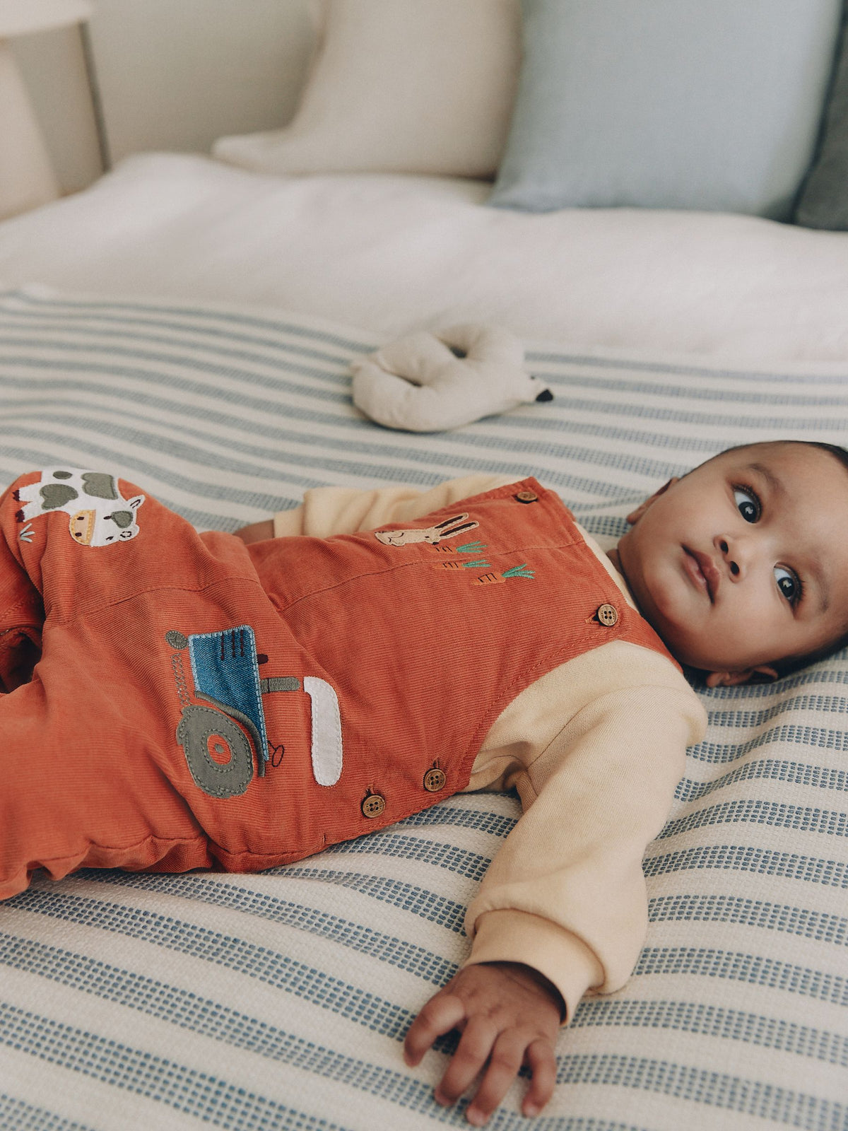Rust Brown Farmyard Cord Dungarees and Bodysuit Baby Set (0mths-3yrs)