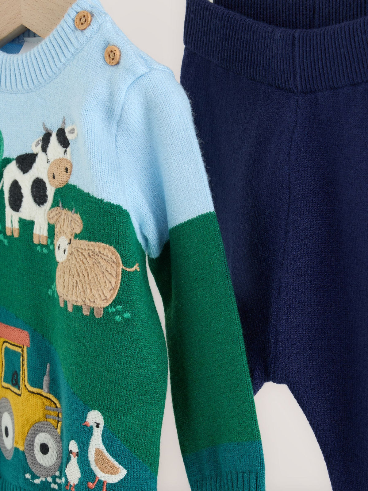 Green/Blue Hamish Farm Baby Knitted Jumper and Leggings Set (0mths-2yrs)