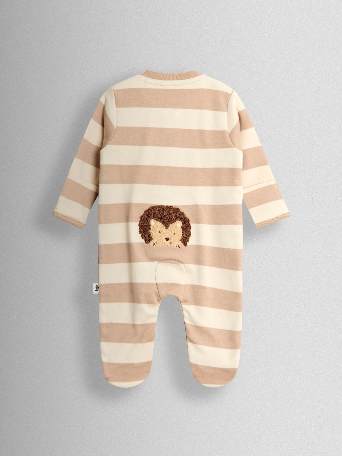 JoJo Maman Bébé Brown Hedgehog Wide Stripe Character Footed Sleepsuit