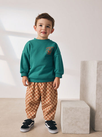Green Croissant Single Sweatshirt And Stripe Joggers Set (3mths-7yrs)