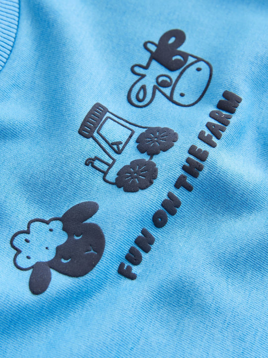Blue Farm Animal Single Sweatshirt And Stripe Joggers Set (3mths-7yrs)