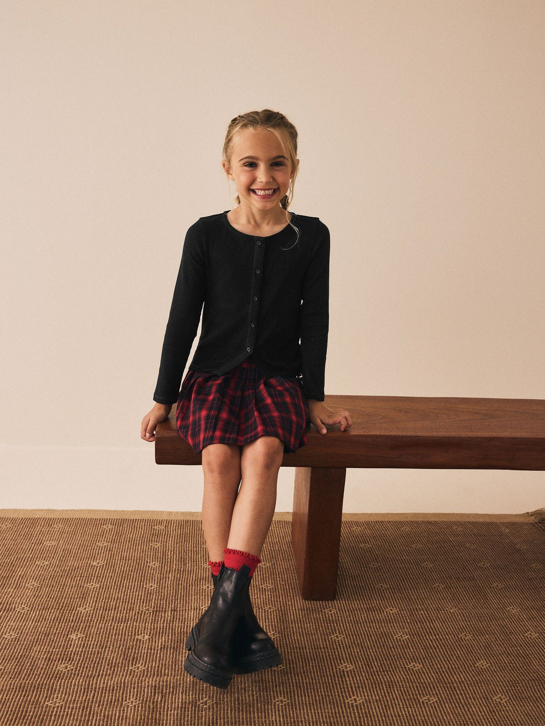 Black Long Sleeve Ribbed Cardigan (3-16yrs)