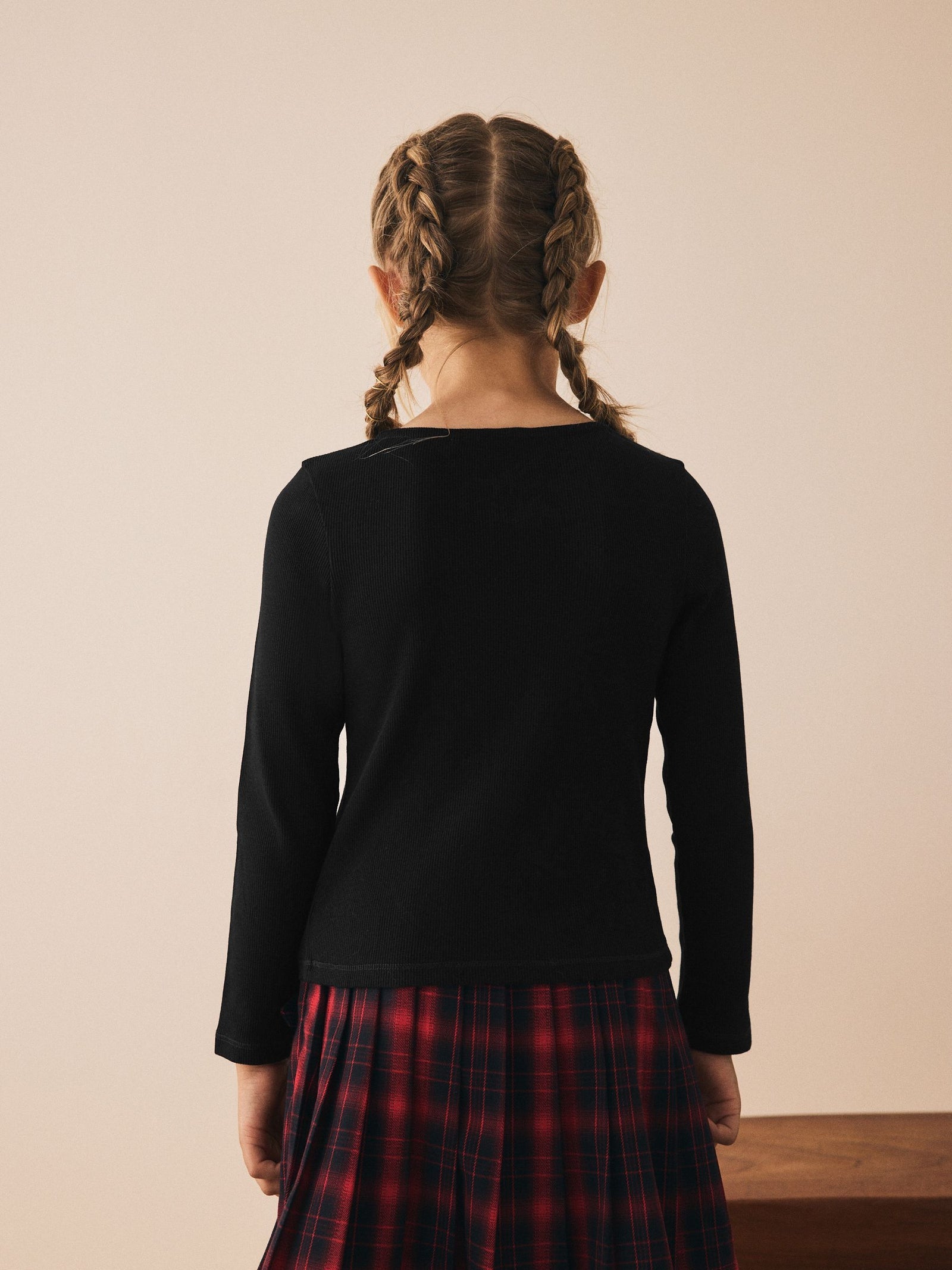 Black Long Sleeve Ribbed Cardigan (3-16yrs)