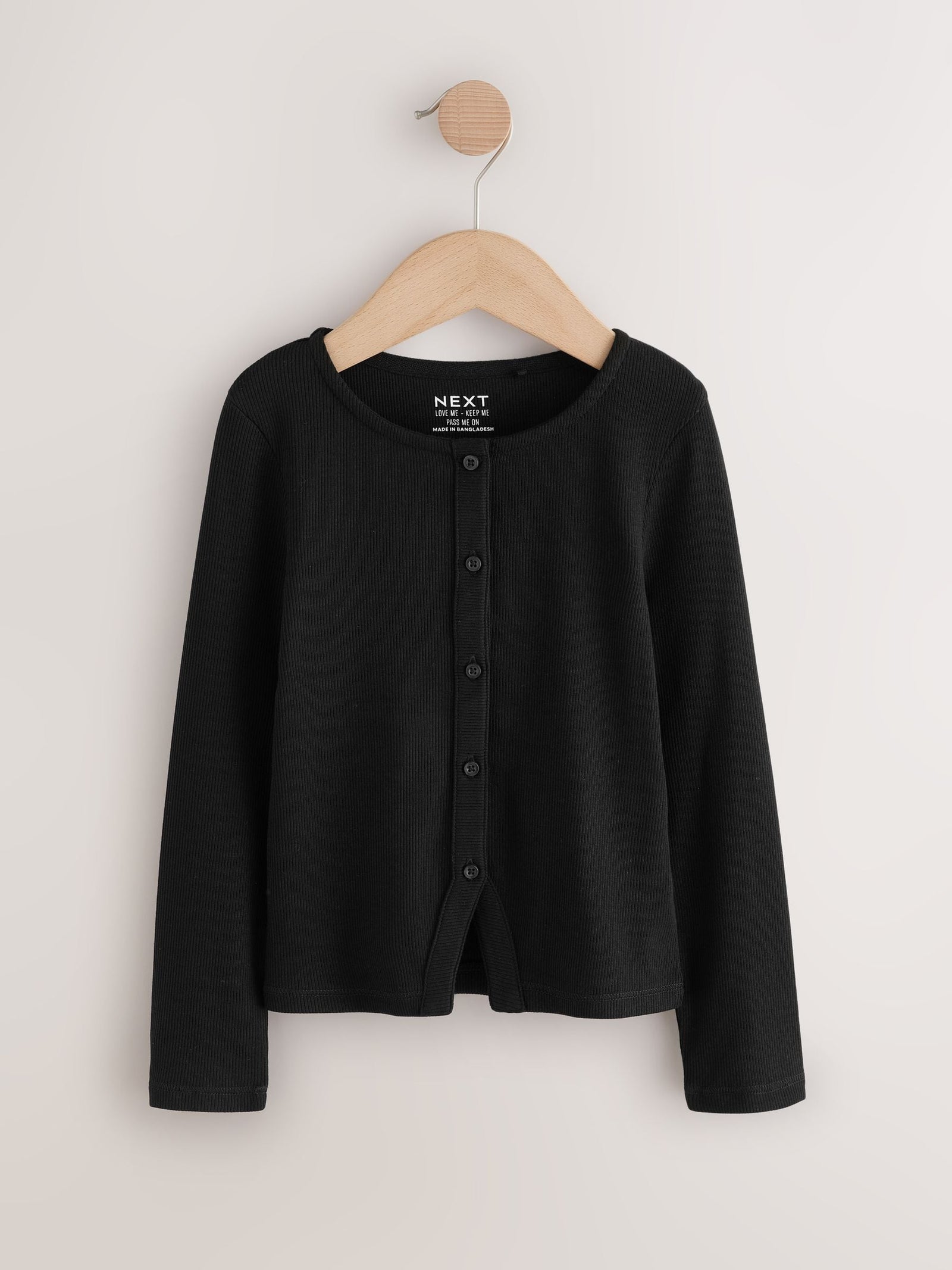 Black Long Sleeve Ribbed Cardigan (3-16yrs)