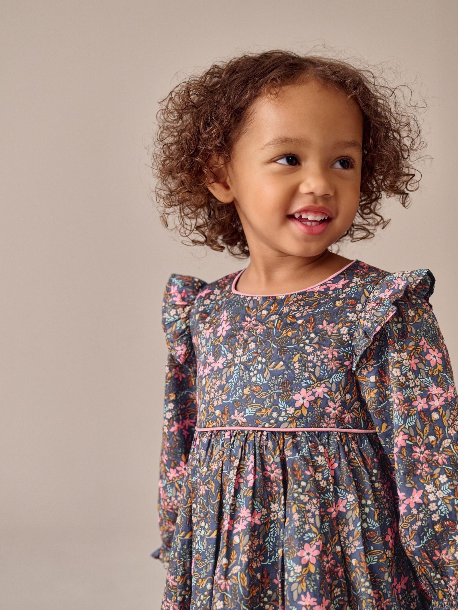 Multi Ditsy Frill Long Sleeve Dress (3mths-8yrs)